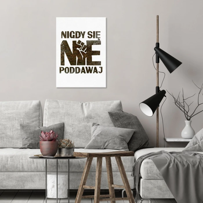 Plakat metalowy Nigdy się nie poddawaj Prezent