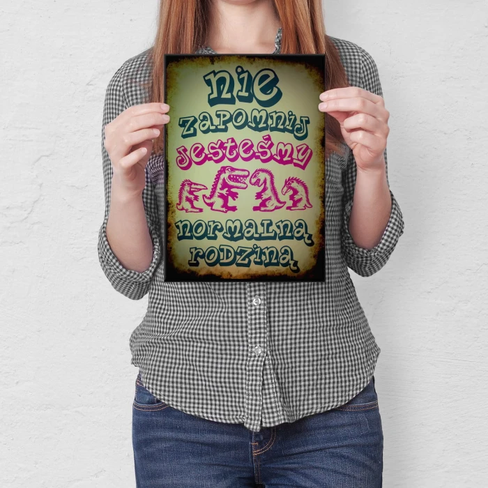 Plakat metalowy Normalna rodzina Prezent
