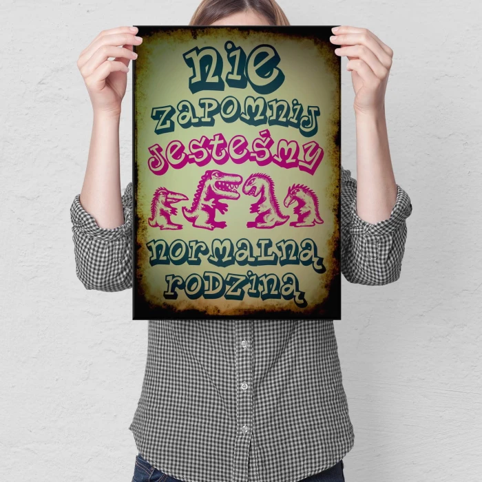 Plakat metalowy Normalna rodzina Prezent