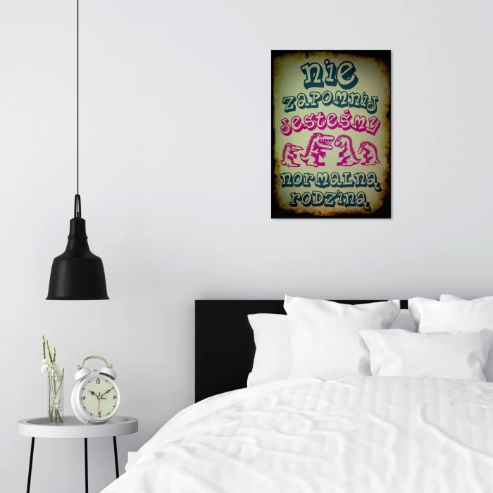 Plakat metalowy Normalna rodzina Prezent