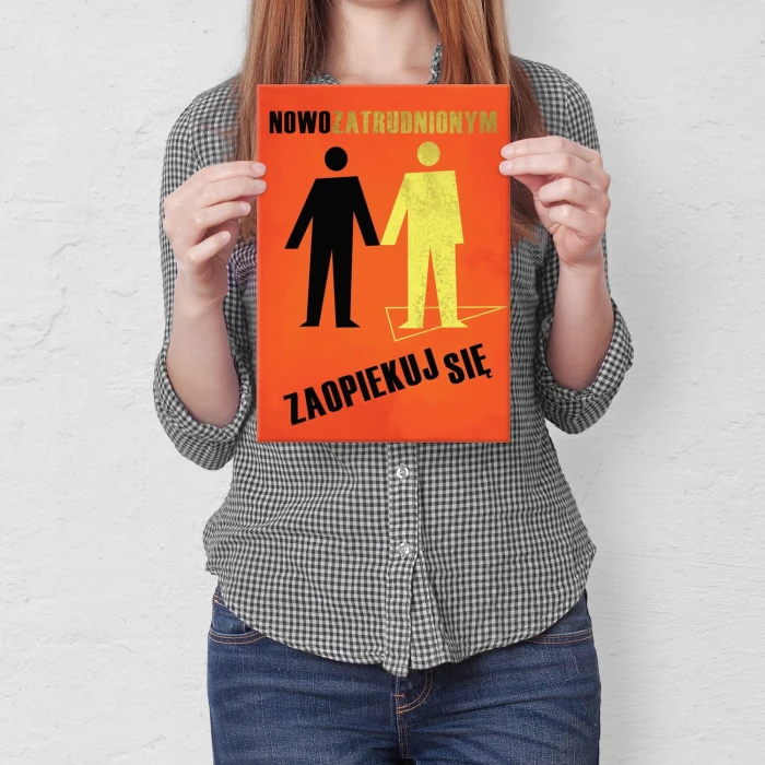 Plakat metalowy Nowo zatrudniony Prezent