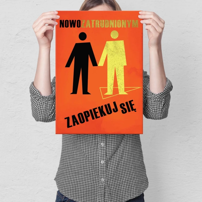 Plakat metalowy Nowo zatrudniony Prezent