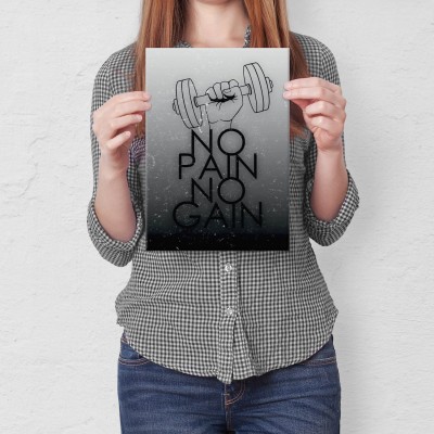 Plakat metalowy No pain, no gain Prezent