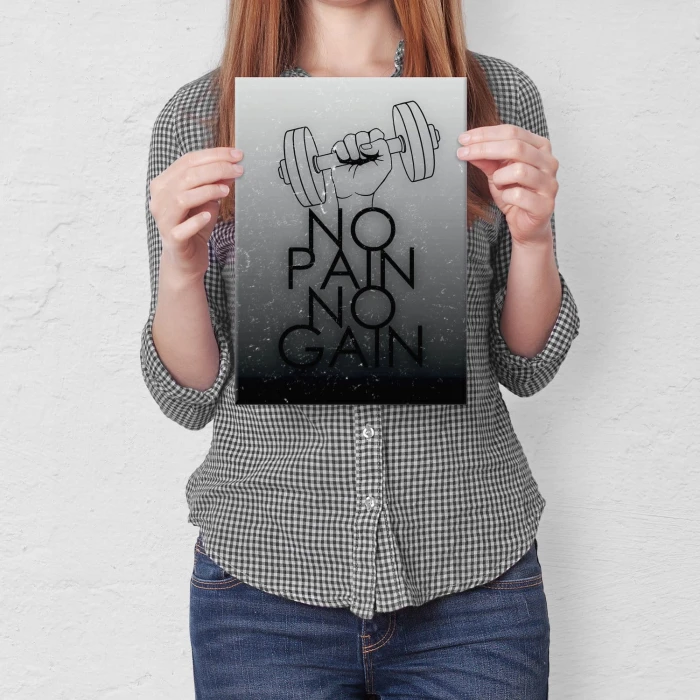 Plakat metalowy No pain, no gain Prezent