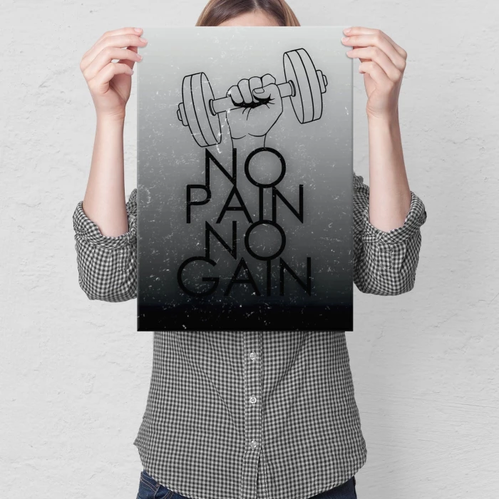 Plakat metalowy No pain, no gain Prezent