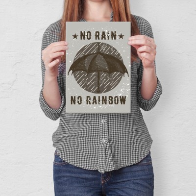 Plakat metalowy No rain, no rainbow Prezent