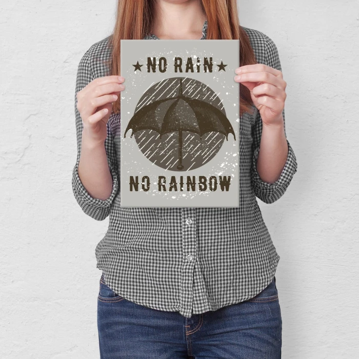 Plakat metalowy No rain, no rainbow Prezent
