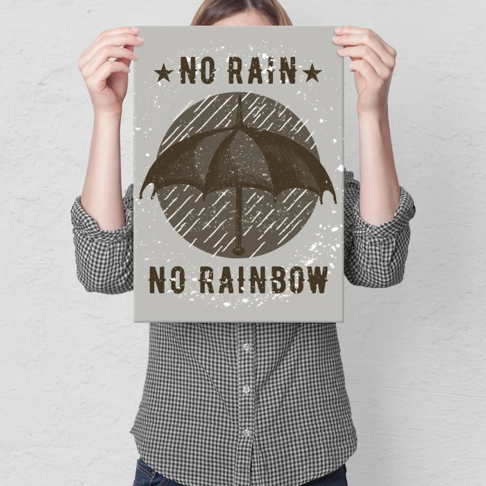 Plakat metalowy No rain, no rainbow Prezent