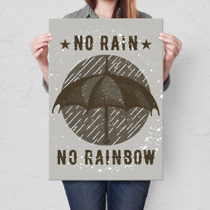 Plakat metalowy No rain, no rainbow Prezent