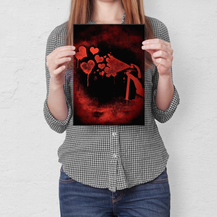 Plakat metalowy Spray your love Prezent