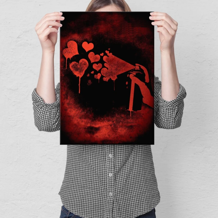 Plakat metalowy Spray your love Prezent