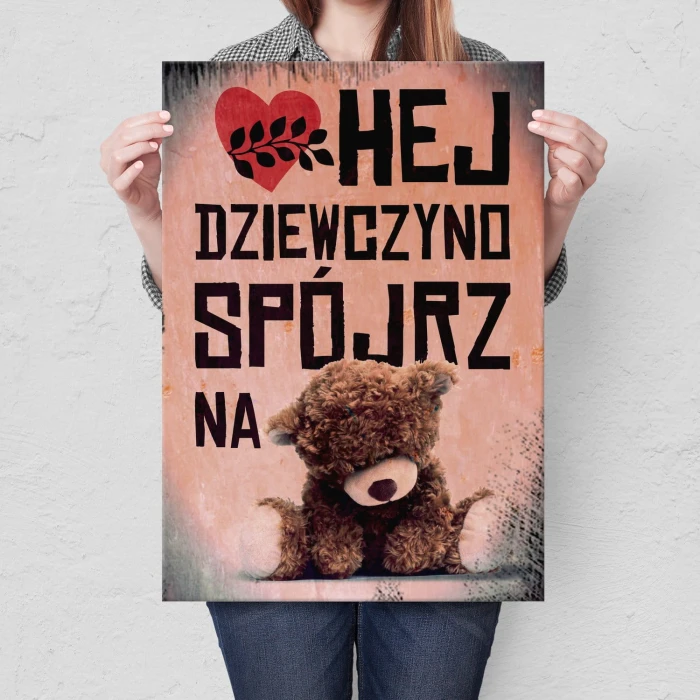 Plakat metalowy Spójrz na misia Prezent