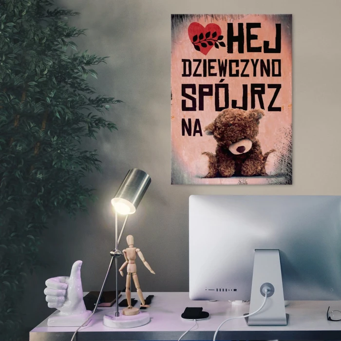 Plakat metalowy Spójrz na misia Prezent