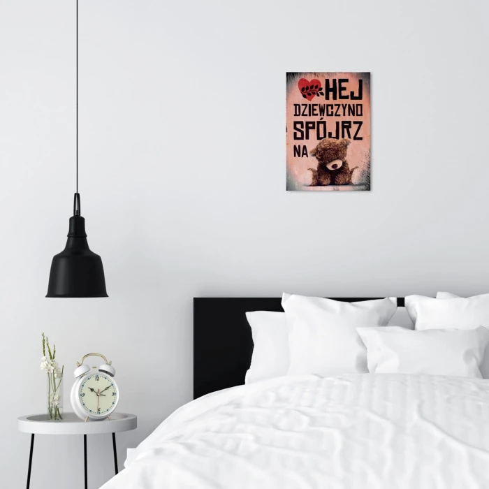 Plakat metalowy Spójrz na misia Prezent