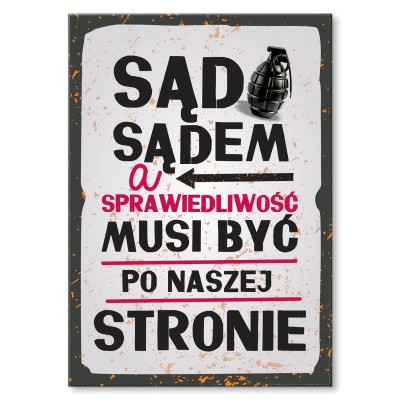 Plakat metalowy Sąd sądem Prezent
