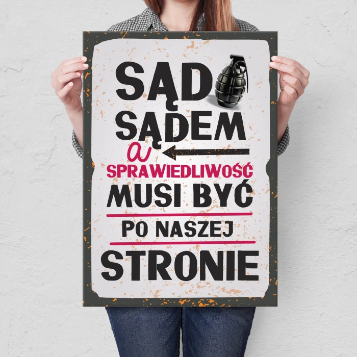 Plakat metalowy Sąd sądem Prezent