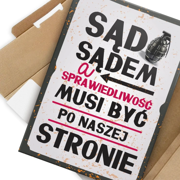 Plakat metalowy Sąd sądem Prezent