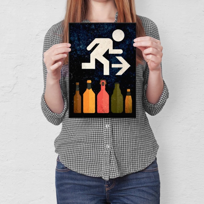 Plakat metalowy Run to drink Prezent