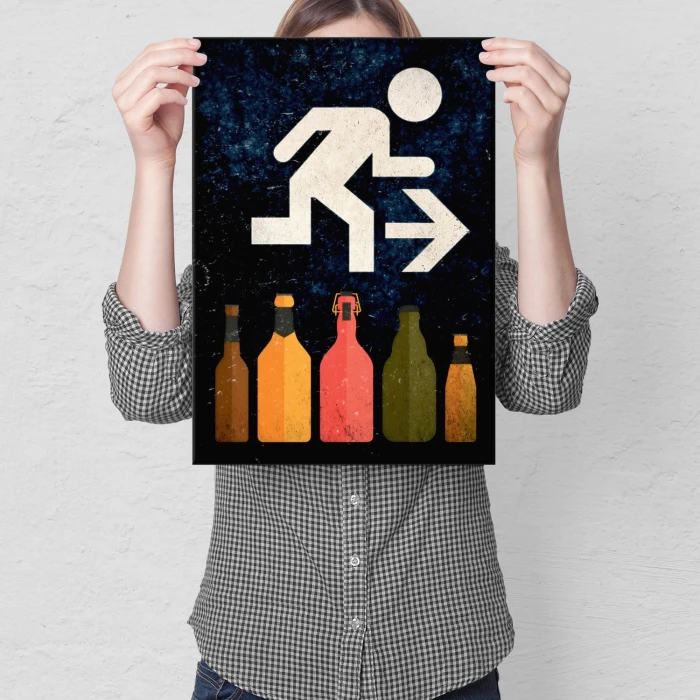 Plakat metalowy Run to drink Prezent