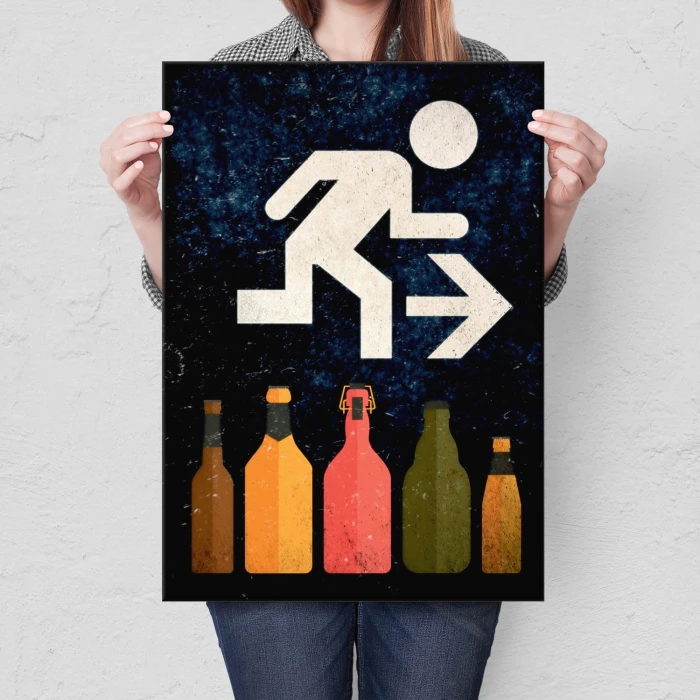 Plakat metalowy Run to drink Prezent