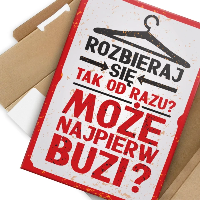 Plakat metalowy Rozbieraj się Prezent