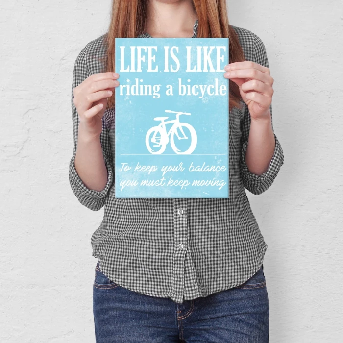Plakat metalowy Life is like a bike Prezent