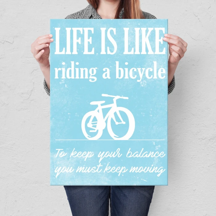 Plakat metalowy Life is like a bike Prezent