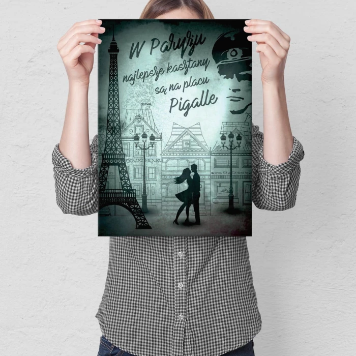 Plakat metalowy Najlepsze kasztany Paryż Prezent