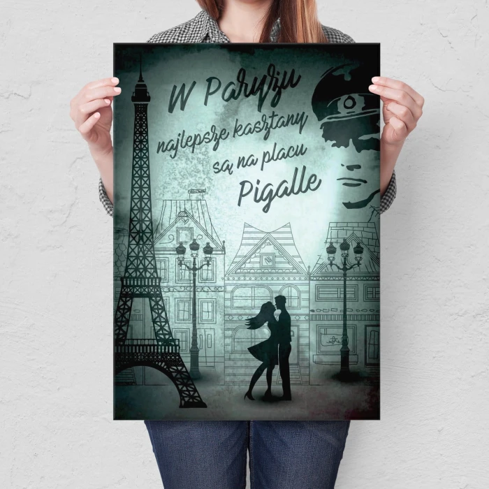 Plakat metalowy Najlepsze kasztany Paryż Prezent