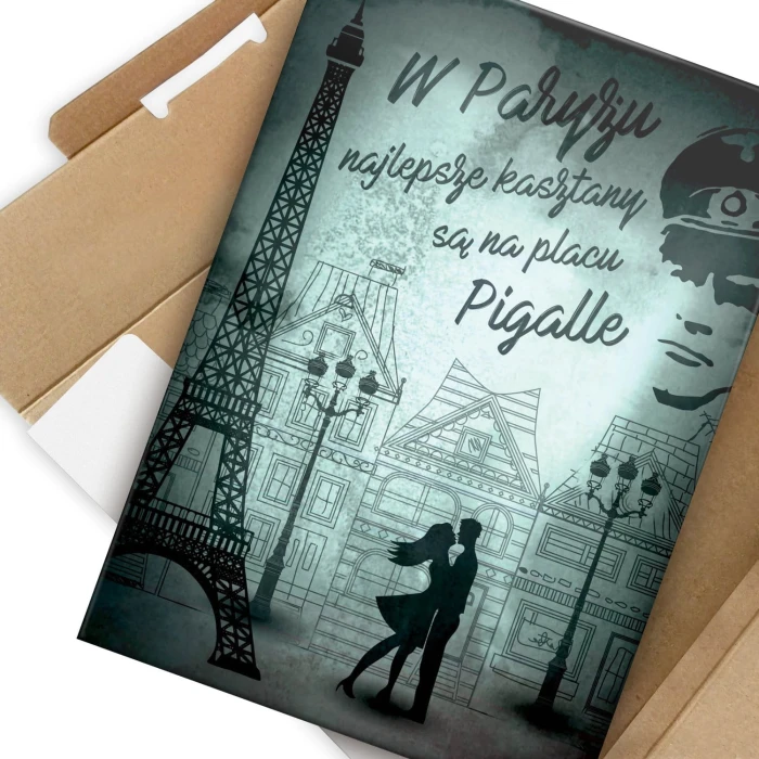 Plakat metalowy Najlepsze kasztany Paryż Prezent