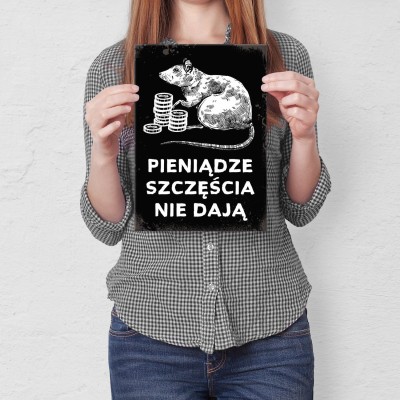 Plakat metalowy Pieniądze a szczęście Prezent