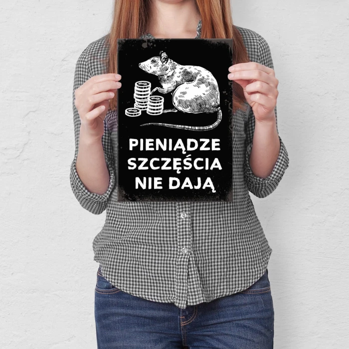 Plakat metalowy Pieniądze a szczęście Prezent