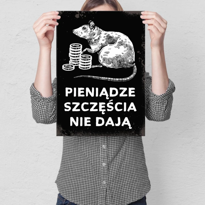 Plakat metalowy Pieniądze a szczęście Prezent