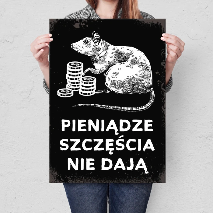 Plakat metalowy Pieniądze a szczęście Prezent