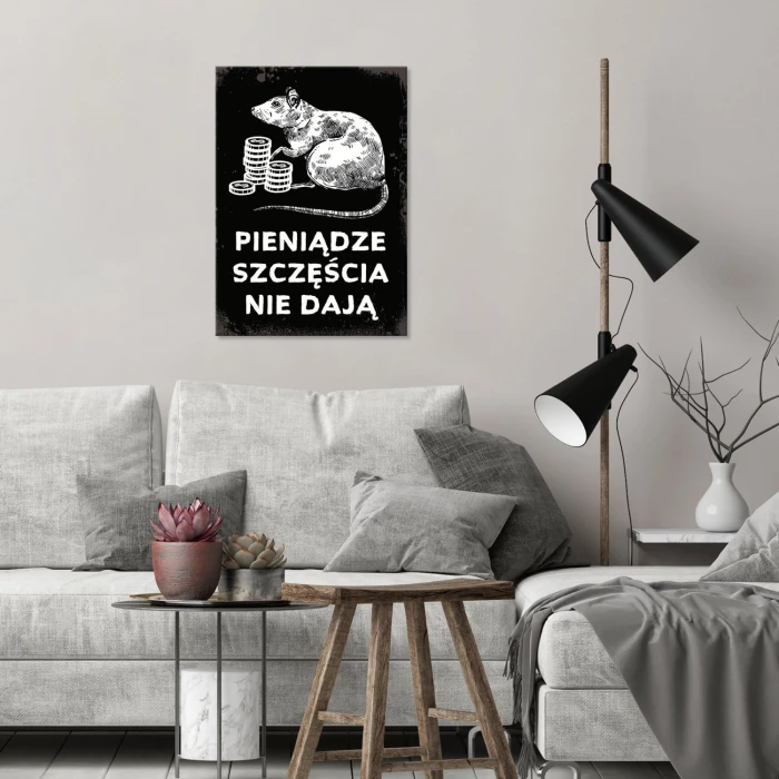 Plakat metalowy Pieniądze a szczęście Prezent