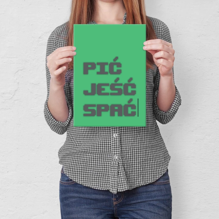 Plakat metalowy Pić jeść spać Prezent