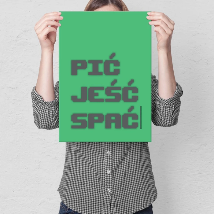 Plakat metalowy Pić jeść spać Prezent