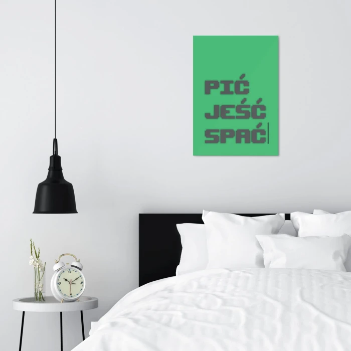 Plakat metalowy Pić jeść spać Prezent