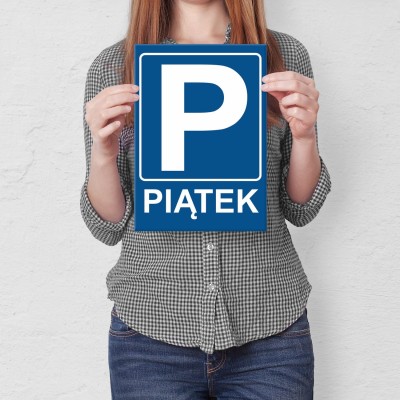 Plakat metalowy Parking piątek Prezent