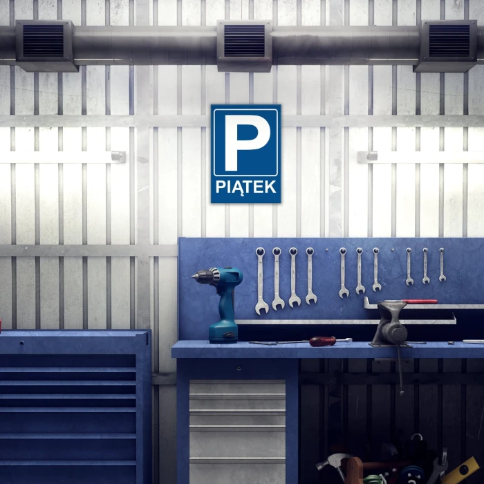 Plakat metalowy Parking piątek Prezent
