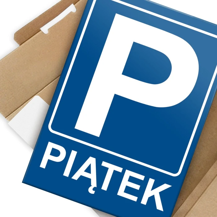Plakat metalowy Parking piątek Prezent