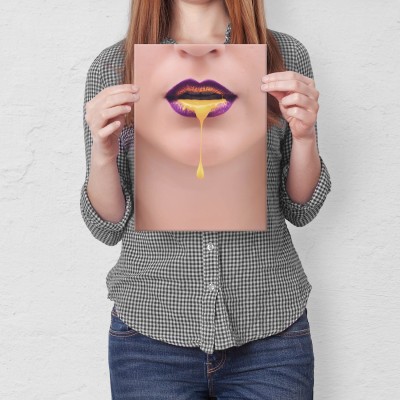 Plakat metalowy Malowane usta Prezent