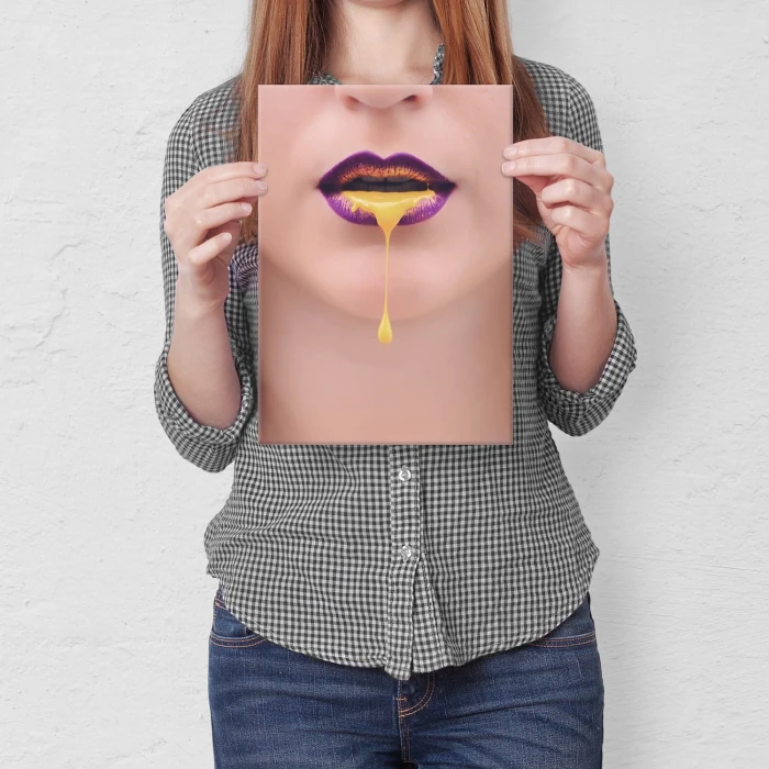 Plakat metalowy Malowane usta Prezent