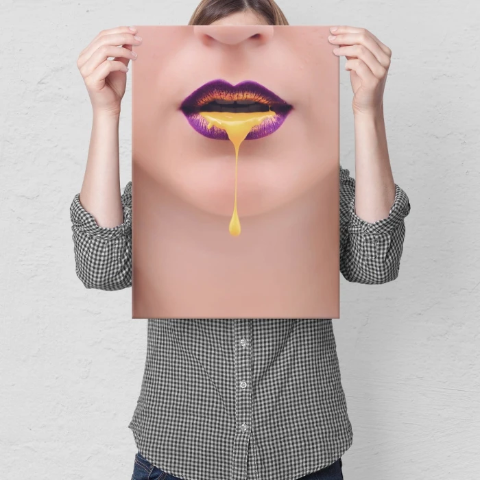 Plakat metalowy Malowane usta Prezent