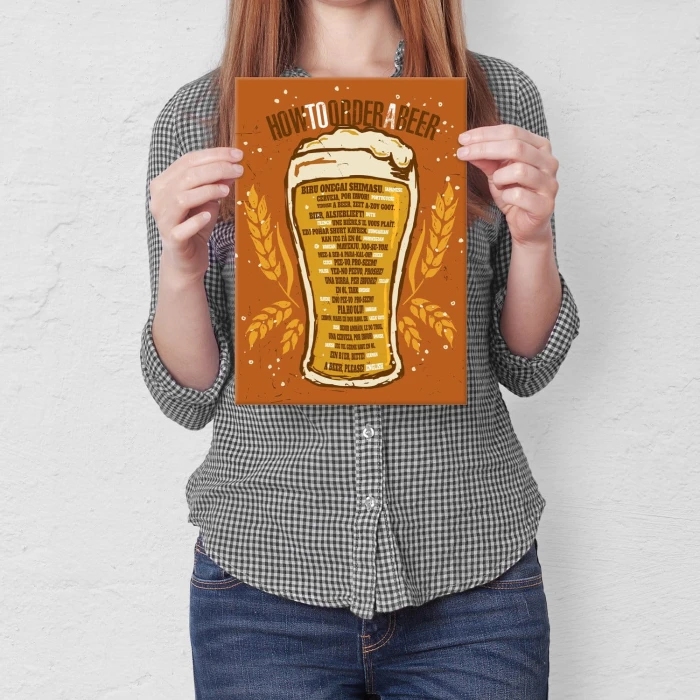Plakat metalowy Order a beer Prezent