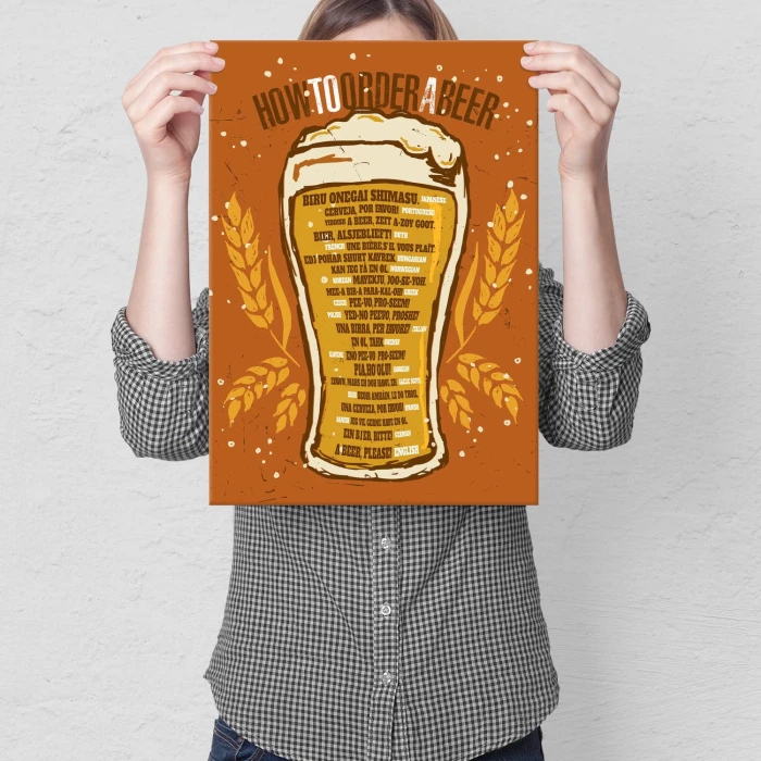 Plakat metalowy Order a beer Prezent