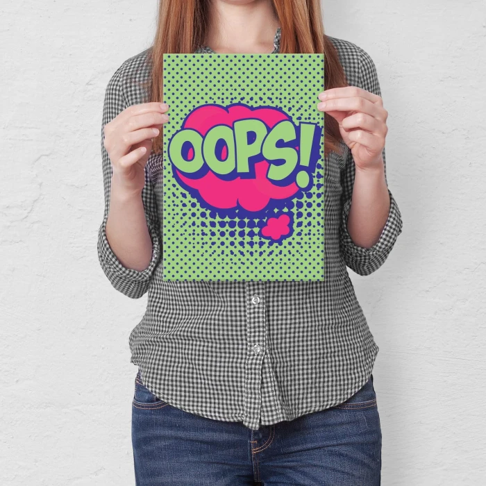 Plakat metalowy Komiksowe oops Prezent