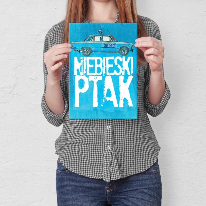 Plakat metalowy Niebieski ptak Prezent