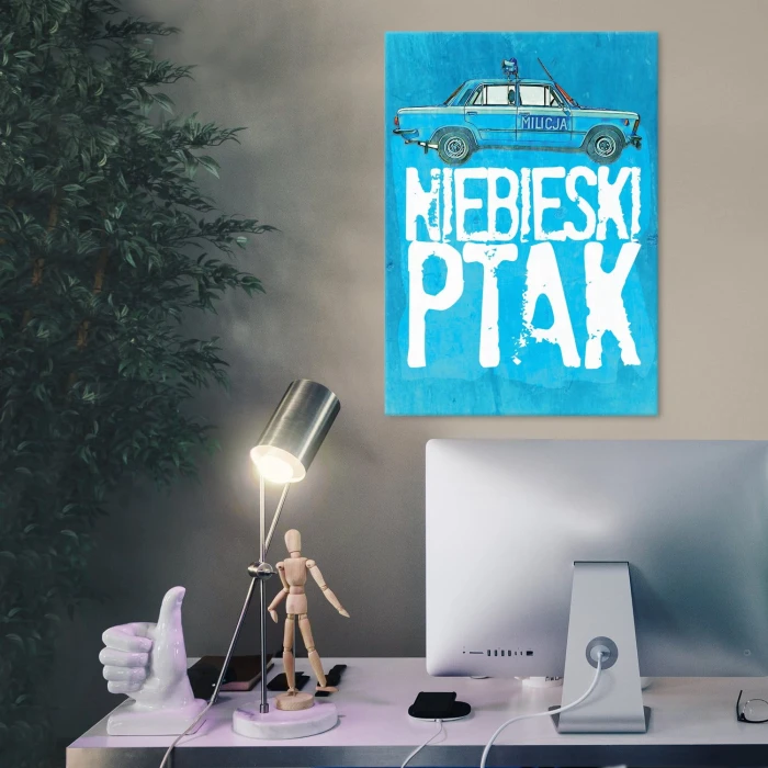 Plakat metalowy Niebieski ptak Prezent
