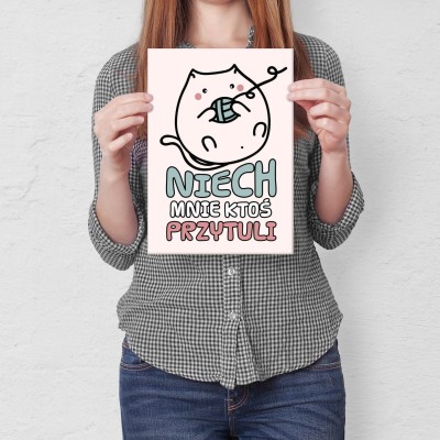 Plakat metalowy Przytul mnie Prezent